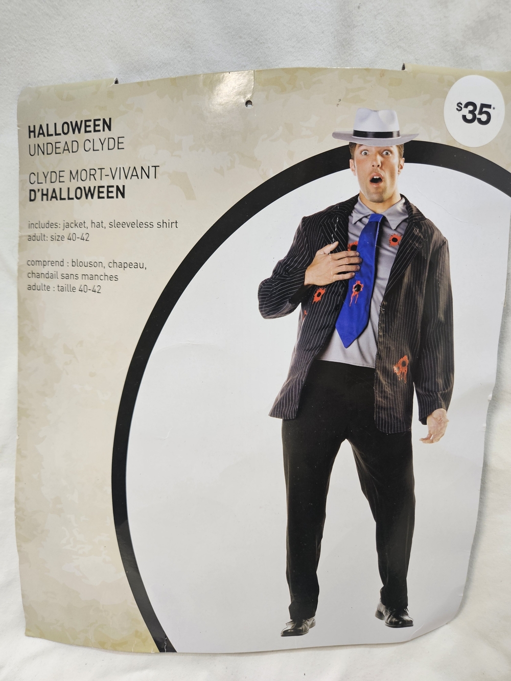 Undead Clyde Halloween Costume Pinstripe Jacket, Shirt W/tie 40-42 NWT, See Note